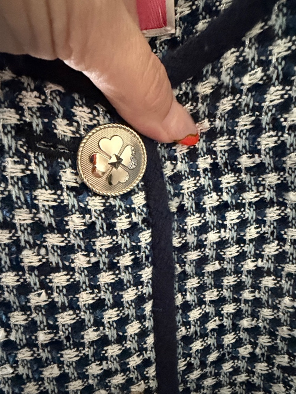 kate spade navy and white tweed blazer - Picture 3 of 14